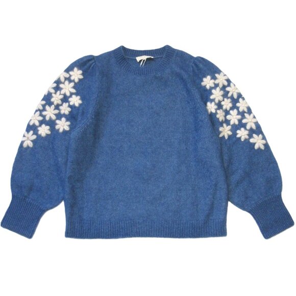 NWT La Maille Sezane Luke Jumper in Faded Blue Cream Floral Sweater XXXL 3XL - Picture 3 of 8